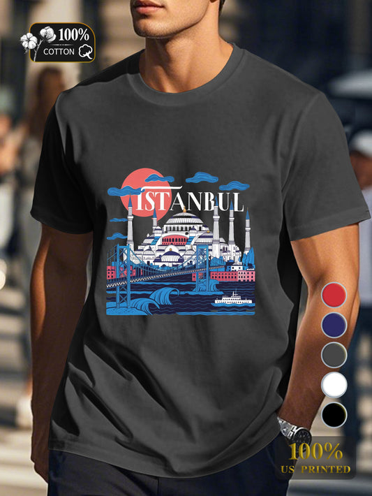 Istanbul s iconic skyline Men's pure cotton Tshirt Comfort Fit