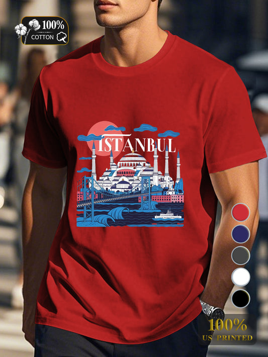 Istanbul s iconic skyline Men's pure cotton Tshirt Comfort Fit