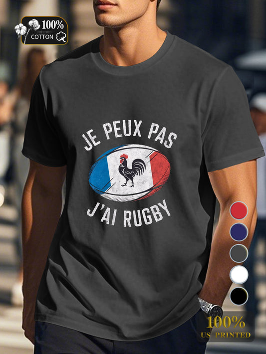 I CAN T I HAVE RUGBY illustration Men's pure cotton Tshirt Comfort Fit